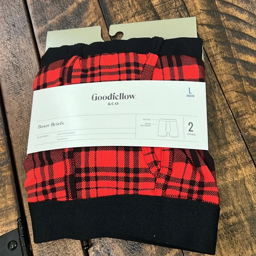 Boxer Briefs XL pair in red & black plaid